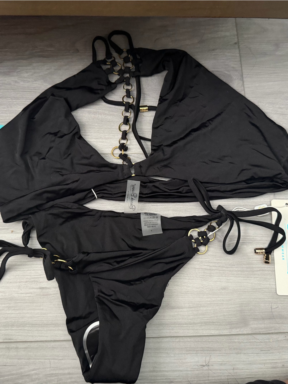 Beach Bunny Black Chain-Accent Bikini Set